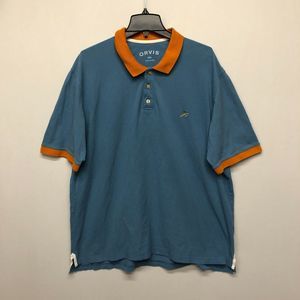 Orvis Men Short Sleeve 100% Cotton Polo Shirt Top Size XXL 2XL Blue B214 -17